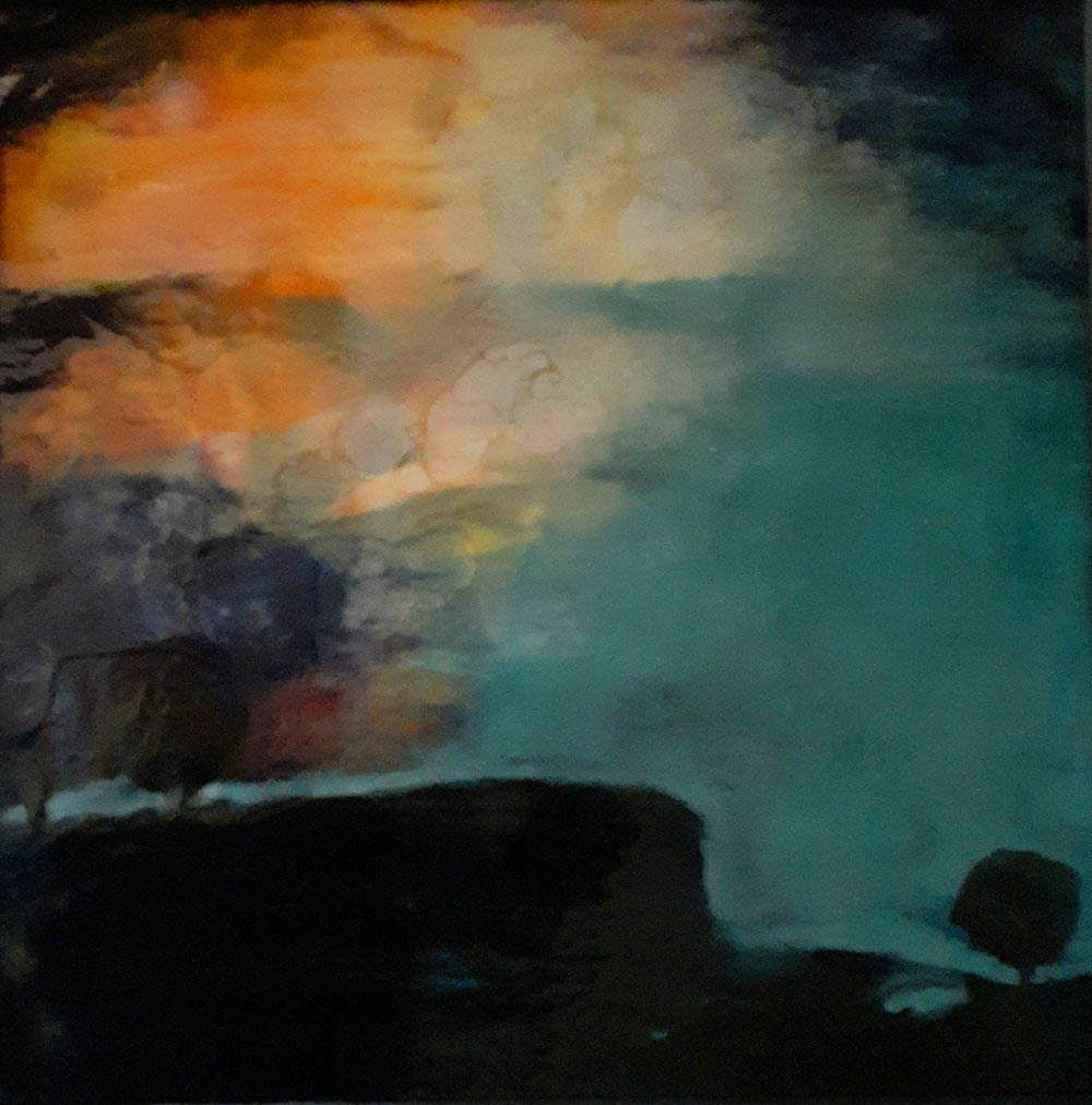 “Oslo Night” Encaustic on board 16” x 16”