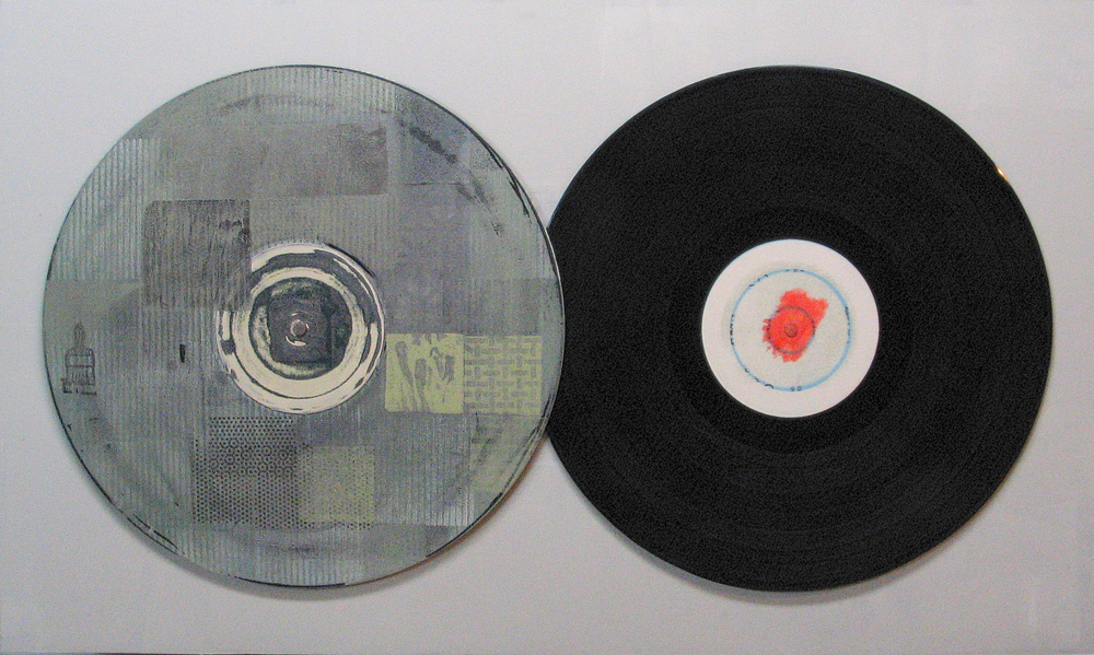“Music Box” Acrylic on two LP’s 15” x 25” 2014