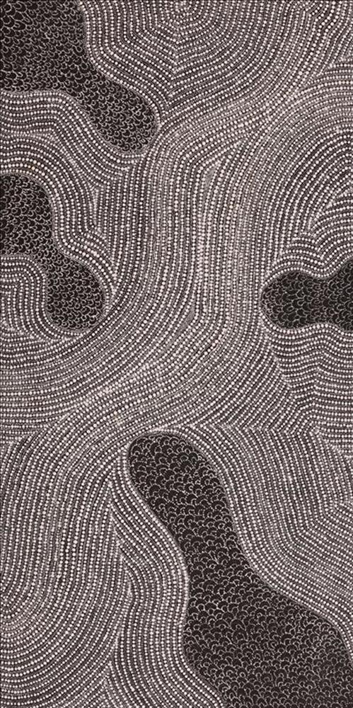 “Lukarrara Jukurrpa (Desert Fringe-rush Seed Dreaming)”,  Senita Napangardi Granites,  Acrylic on canvas,  36” x18”,  2020