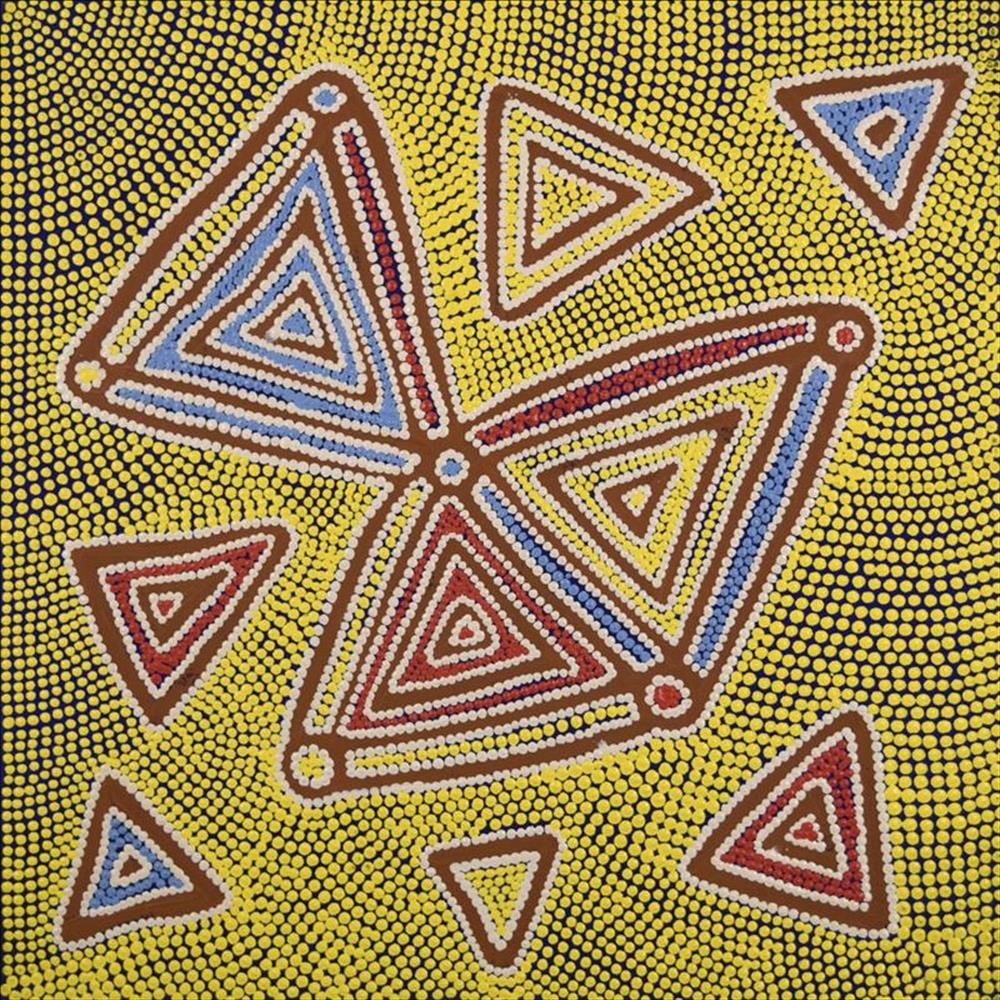 “Karnta Jukurrpa (Womens Dreaming)”,  Valerie Napanangka Marshall ,  Acrylic on canvas,  18” x18”,  2016