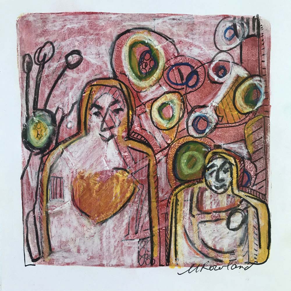 “Six Feet Apart” Altered monotype 5” x 5” 2020