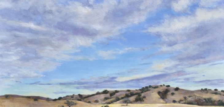 Neil Andersson, “Blue Sky with Diagonal Clouds,” Oil on linen, 27” x 33”