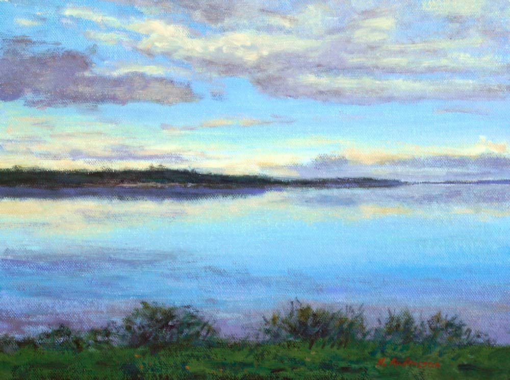 Vashon Island at Sunset, oil on canvas, 9” x 12”