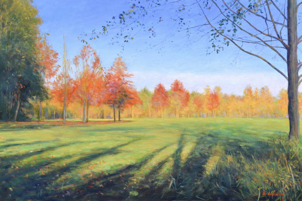 Long Lake, Fall, oil on canvas, 24” x 36”
