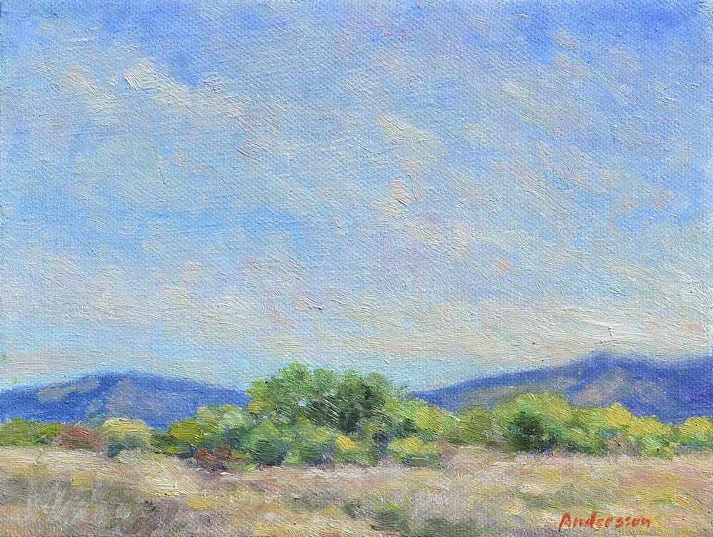 Santa Ynez Valley, Lacy Clouds, oil on canvas, 6” x 8”