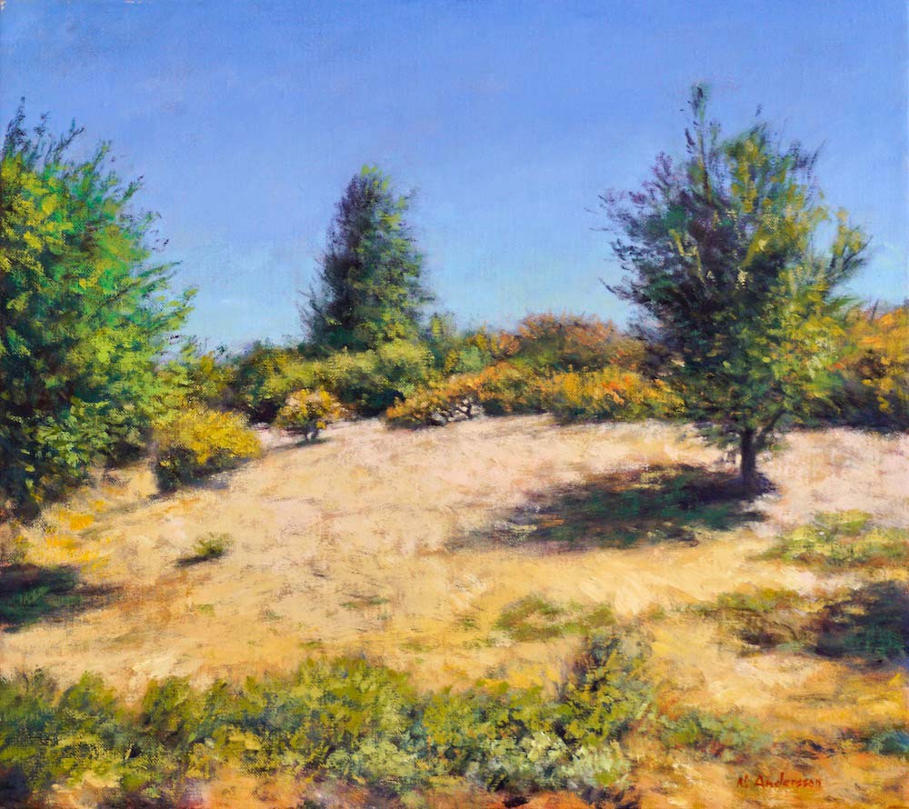 Sunlit Hill, oil on linen, 16” x 18”