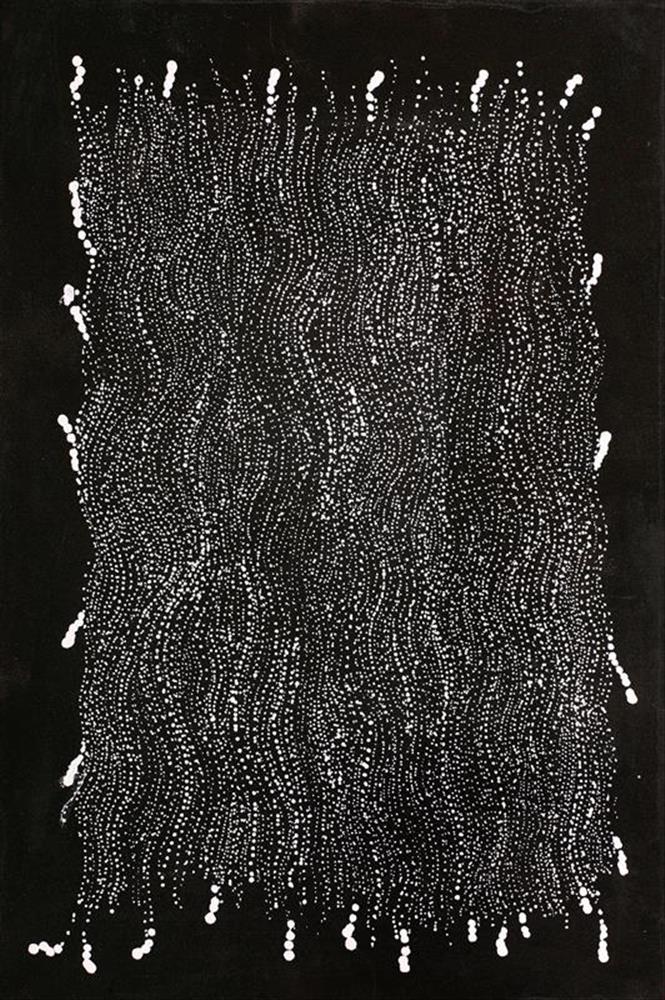 "Warna Jukurrpa - Snake Dreaming” Natasha Nakamarra Oldfield. Acrylic on canvas 18” x 12”