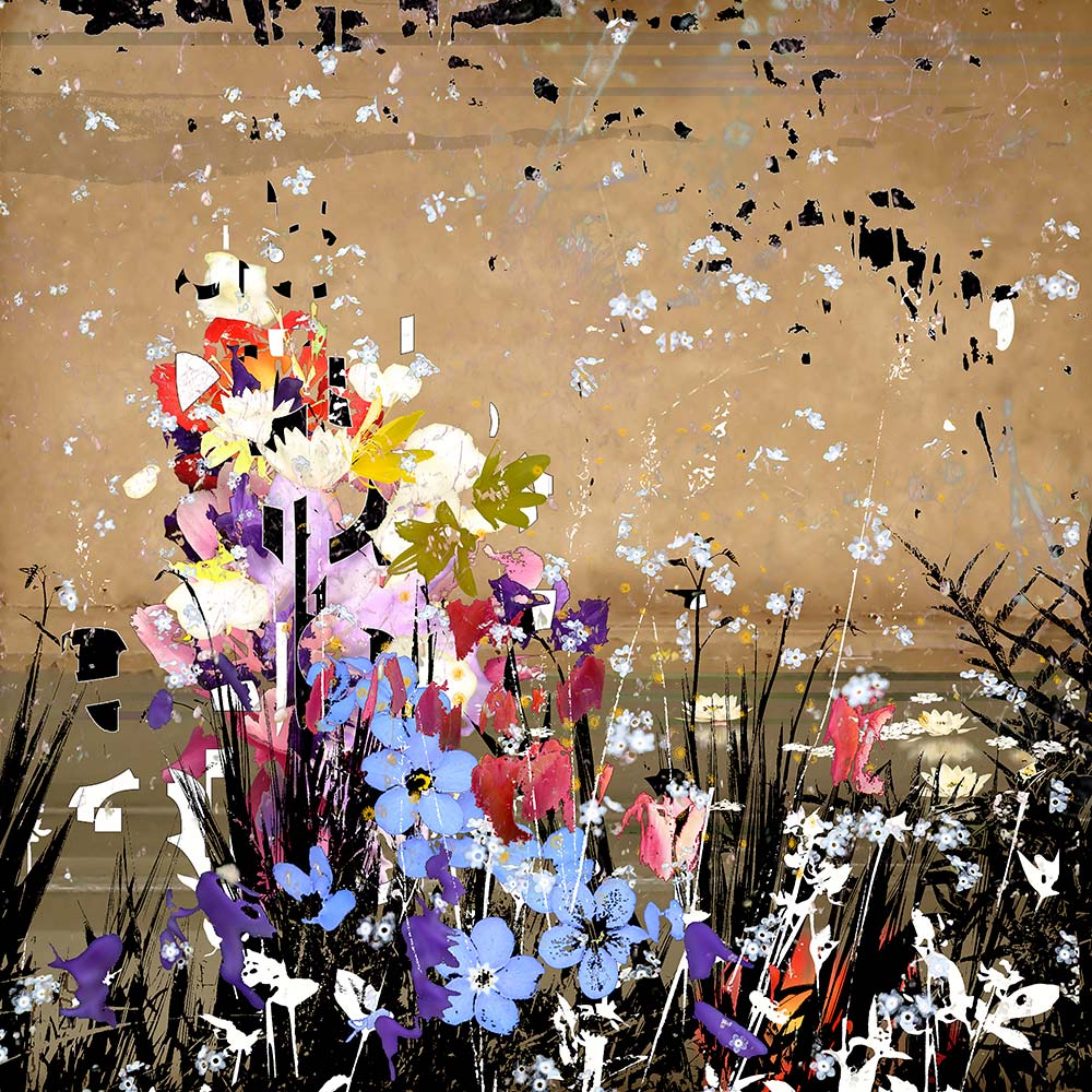 The hidden language of gardens IV 30” x 30” 2021 Pigmented inkjet, watercolor on mounted paper
