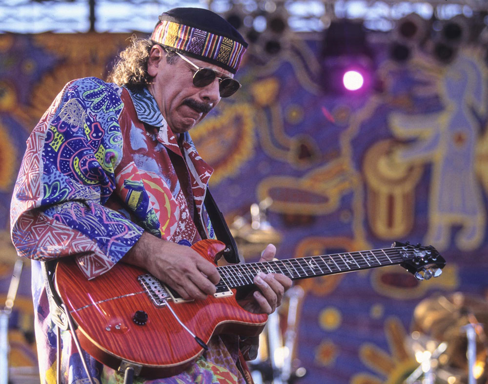 “Carlos Santana, The Gorge Amphitheatre, George, WA, 9.9.95” Steve Schneider Color photo 11x14”