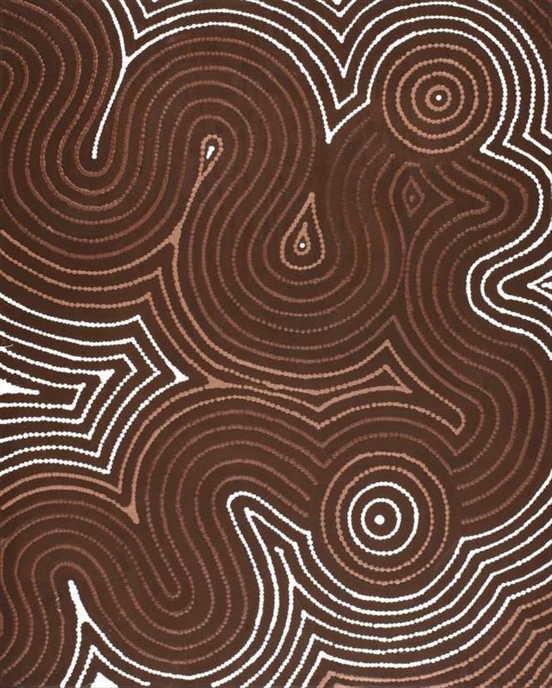 “Yinkardakurdaku Jukurrpa (Spotted Nightjar Dreaming) - Mawurriji Stephanie Napurrurla Nelson Acrylic on canvas 30” x 24” 2021