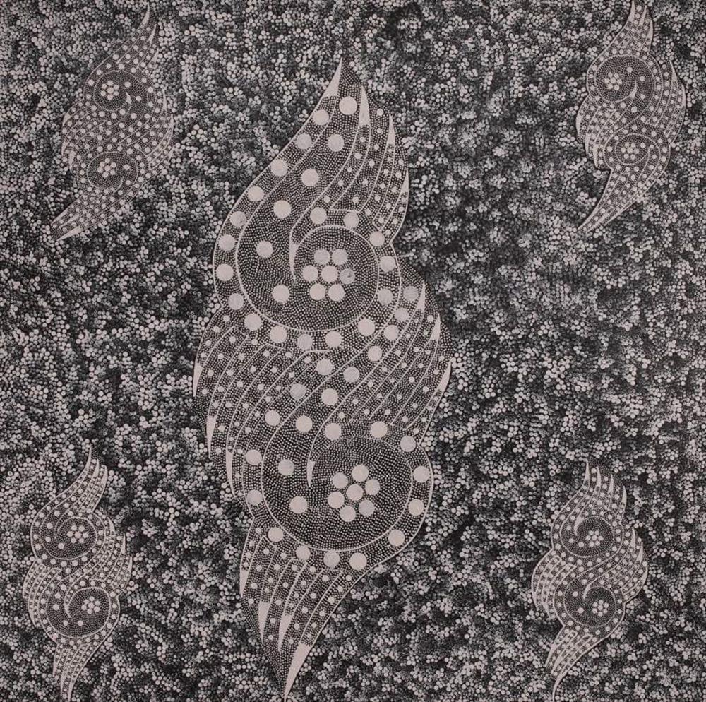 Lukarrara Jukurrpa (Desert Fringe-rush Seed Dreaming) Jocelyn Napanangka Frank Acrylic on canvas 30” x 30"