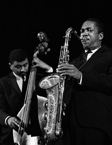 Paul Chambers and John Coltrane, 1960 Black and white photo © Jerry Stoll