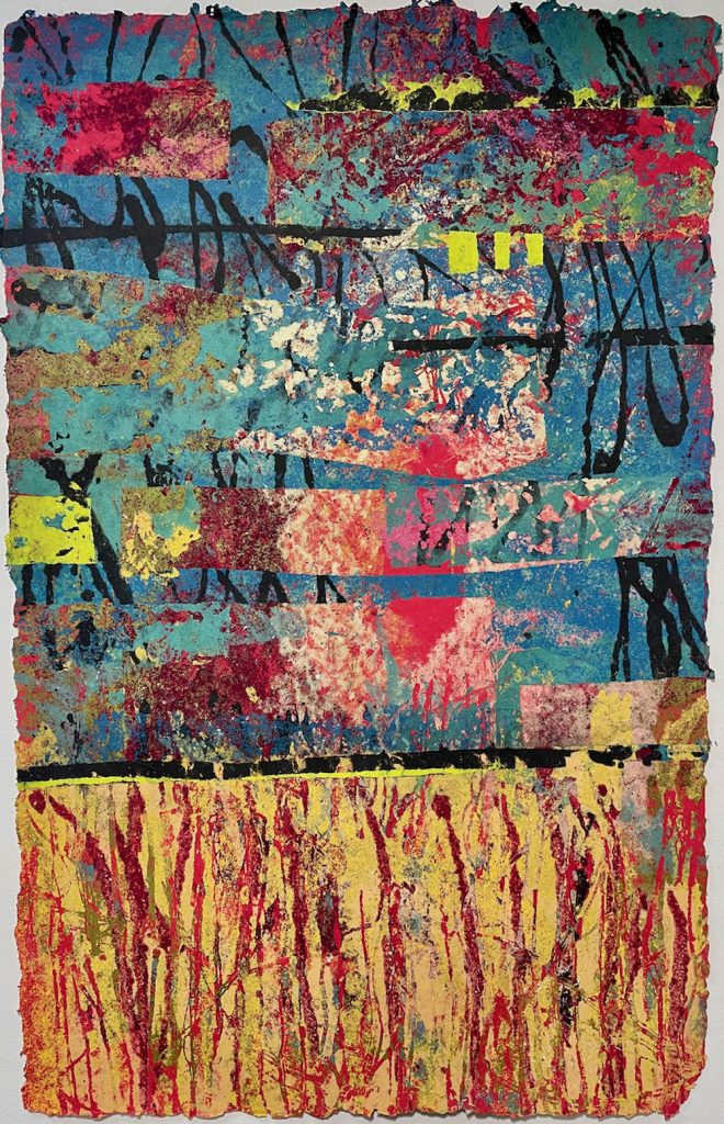 “Rise Up” Lea Basile-Lazarus. Paper pulp painting, 38”x24”. 2022