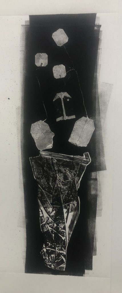 “Coffee and Tea 3” Monoprint 30” x 11 1/4” 2022