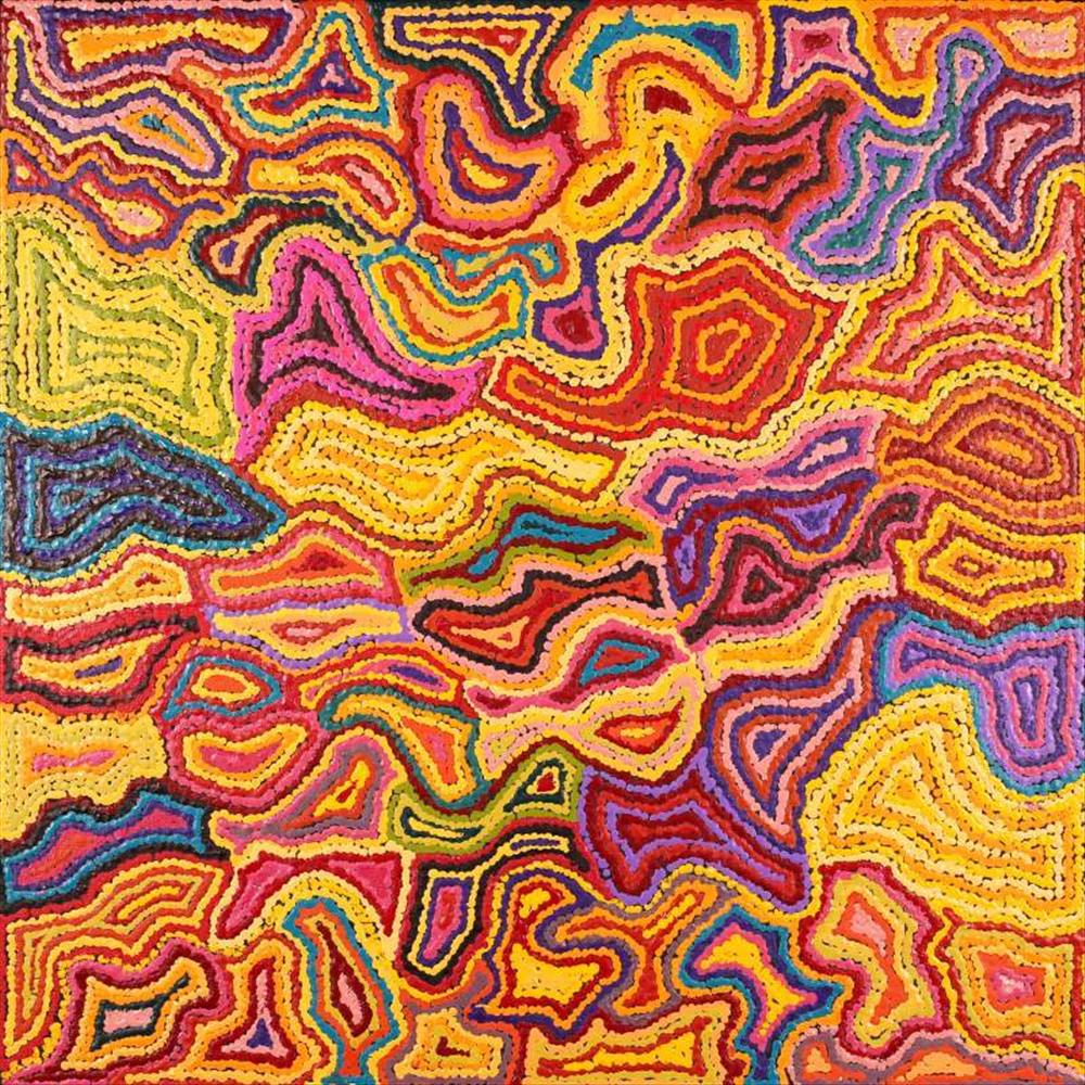 Lappi Lappi Jukurrpa (Lappi Lappi Dreaming) Portia Napanangka Michaels acrylic on canvas 24” x 24”