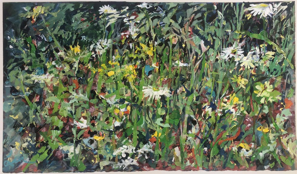 Untitled (Flowers at Bloedel) Acrylic on paper 11” x 18 7/8” 2023
