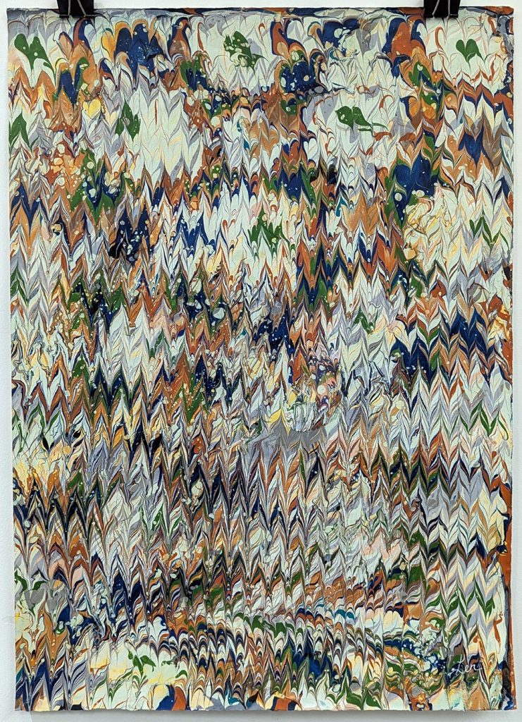 Len Eisenhood "All at Once" Marbled Paper 26 1/8” x 18 3/4”